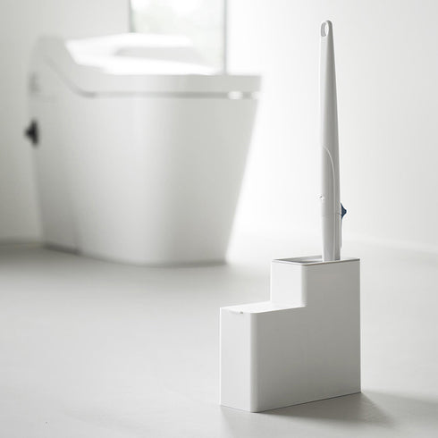 替えブラシ収納付き流せるトイレブラシスタンド プレート ホワイト.|s7